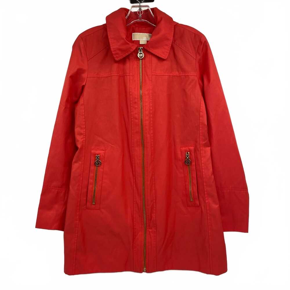 Michael Kors Orange Zip-Up Hooded Jacket | Women’s S Cotton-Polyester